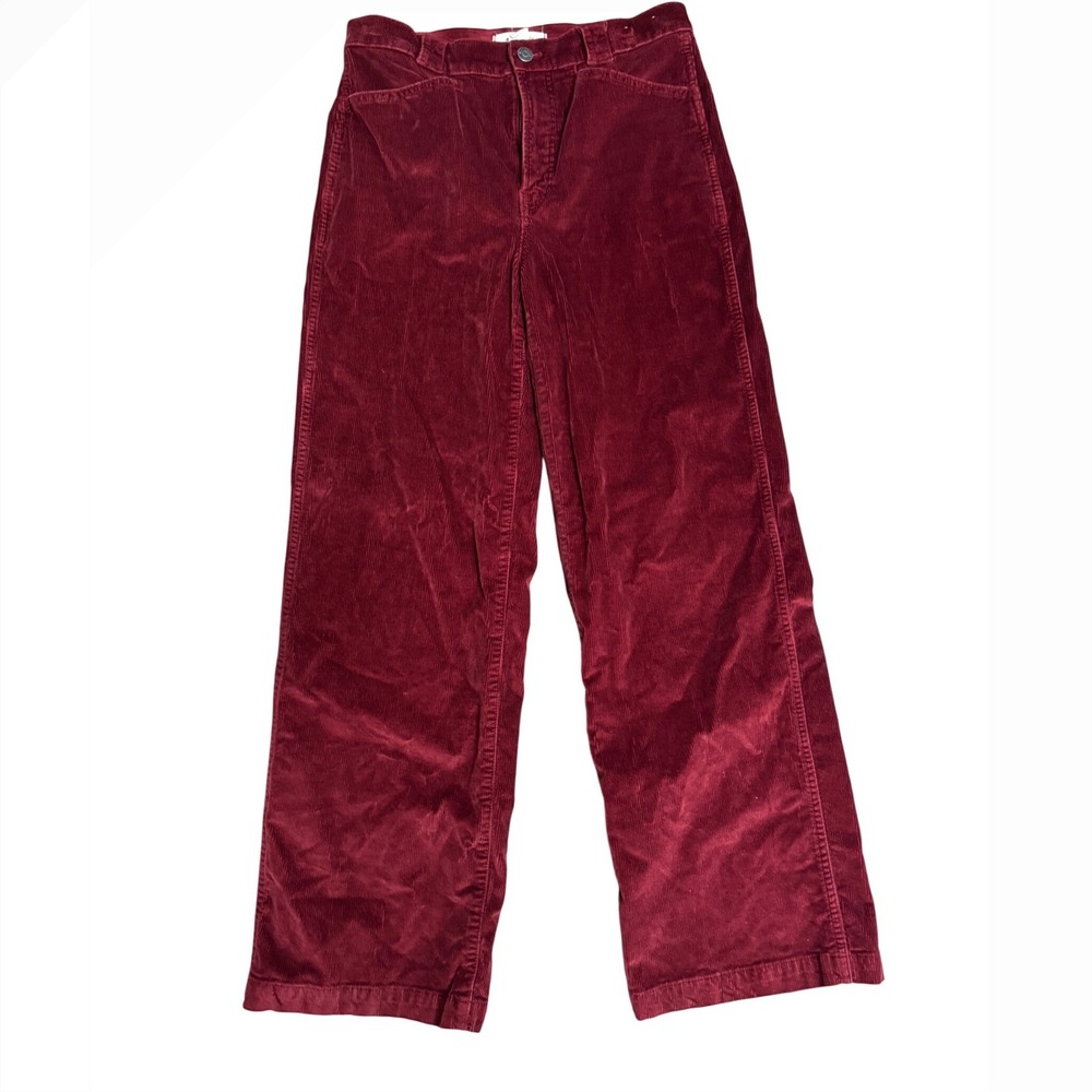 NOT FOR SALE Madewell Emmett Wide-Leg Corduroy Pants Burgundy Wine Red Size 28